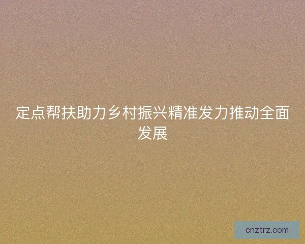 定点帮扶助力乡村振兴精准发力推动全面发展 定点帮扶助力乡村振兴精准发力推动全面发展